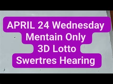 Hearing Today January 24 National 3D Lotto Swertres Mentain .